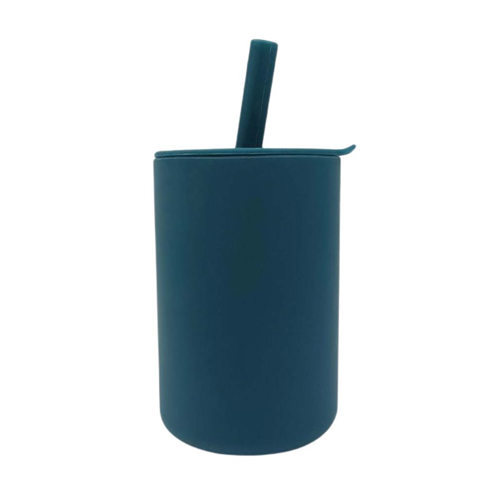 Vaso con Pajita Silicona Azul Storki